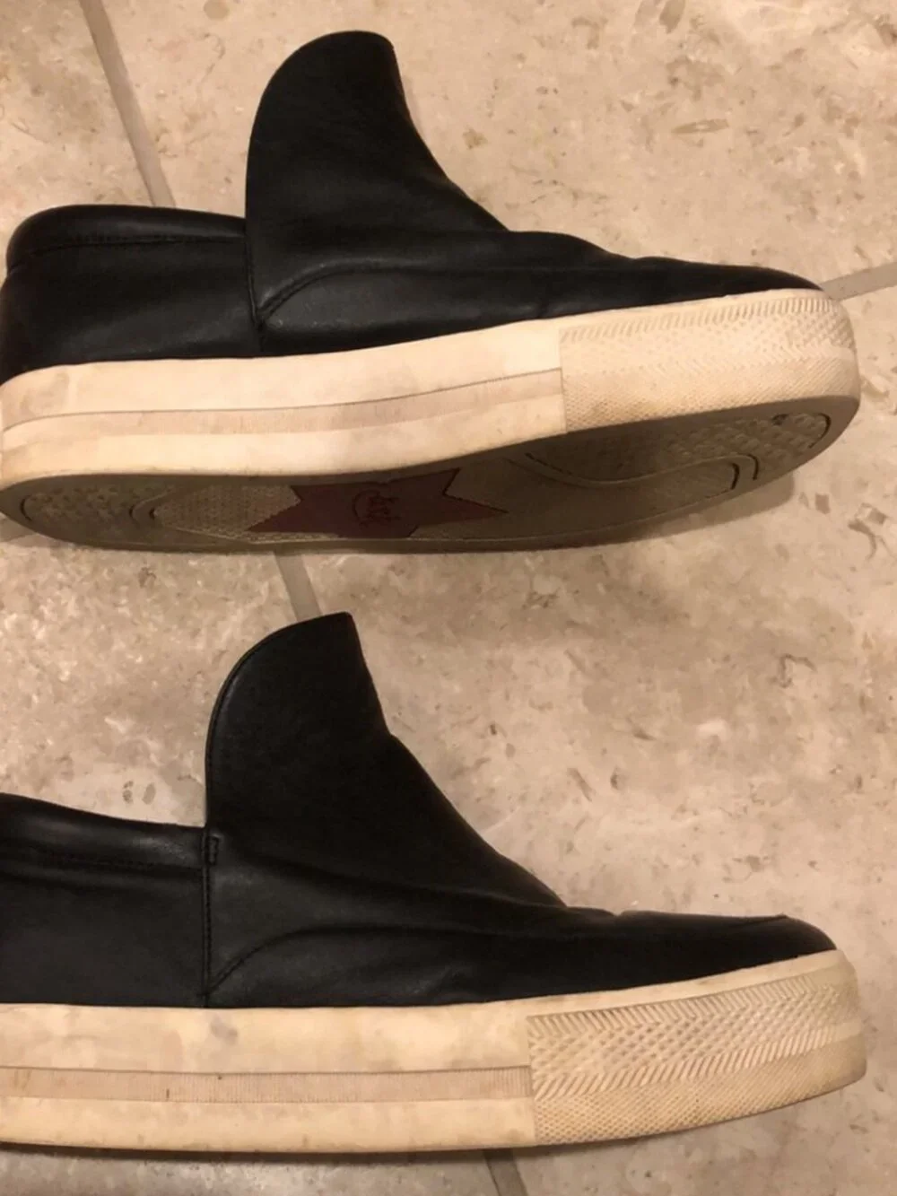 Ash leather grunge round toe minimalist edgy slip on platform Vans sneakers